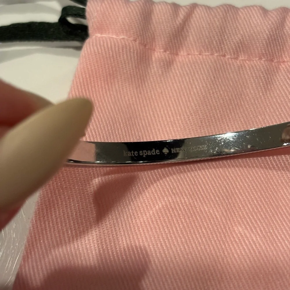 Kate Spade Set in Stone Hinged Silver Bangle - Picture 7 of 8